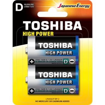Toshiba - High Power Alkaline Batteries D LR20GCP 1.5V - 57288