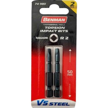 Benman - Σετ 2 Μύτες Κατσαβιδιού Robertson V5 Steel R2x50mm - 74980 Benman - Σετ 2 Μύτες Κατσαβιδιού Robertson V5 Steel R2x50mm - 74980