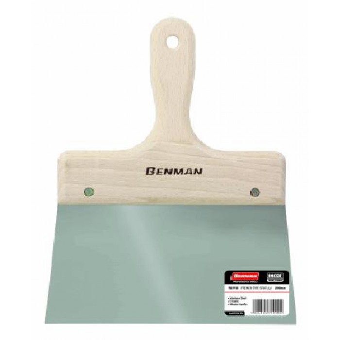 SPATULA WIDE INOX, WOOD LABI 200mm, BENMAN 70910 SPATULA WIDE INOX, WOOD LABI 200mm, BENMAN 70910