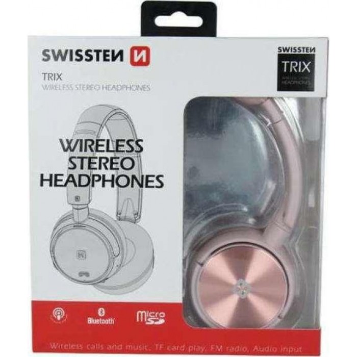 Swissten - Trix Wireless/Wired Over Ear Pink Headphones - 52510502