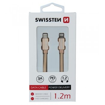 SWISSTEN - USB 2.0 CABLE USB-C MALE LIGHTNING GOLD CABLE 1.2M - 71523204