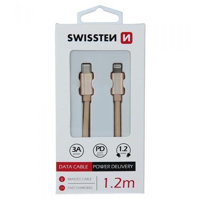 Swissten - USB 2.0 Cable USB-C male Lightning Χρυσό καλώδιο 1.2m - 71523204