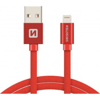 SWISSTEN - BRAIDED USB TO LIGHTNING CABLE RED CABLE 1.2M - 71523206