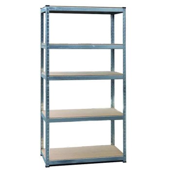 Galvanized metal shelf with 5 wooden shelves mdf buttoned 90x45x180 cm 265kg - 610411
