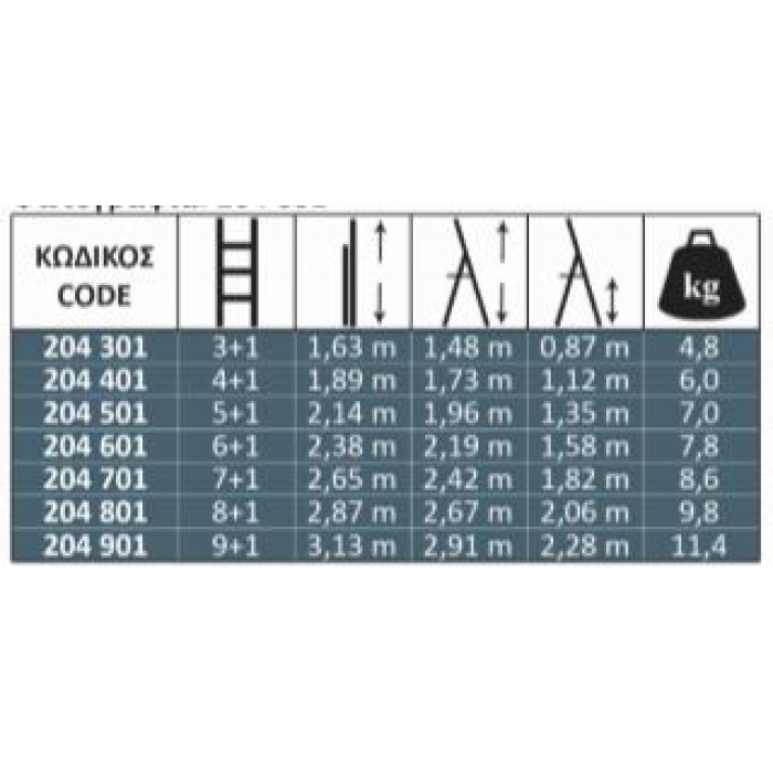Profal - ΣΚΑΛΑ ΑΛΟΥΜΙΝΙΟΥ ΕΝΙΣΧΥΜΕΝΗ MAREA 6+1 - 204601