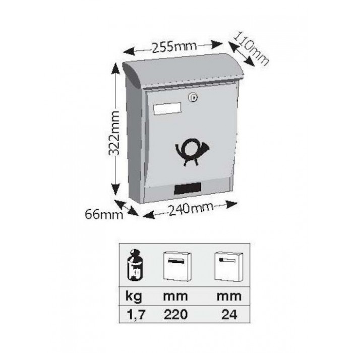VIOMETAL - LIMOGE 309 OUTDOOR LETTER BOX METALLIC CYPRESS - 309-05 VIOMETAL - LIMOGE 309 OUTDOOR LETTER BOX METALLIC CYPRESS - 309-05