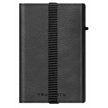 TRU VIRTU - Leather Wallet Click & Slide Strap Edge Nappa Black / Black - 29104130108