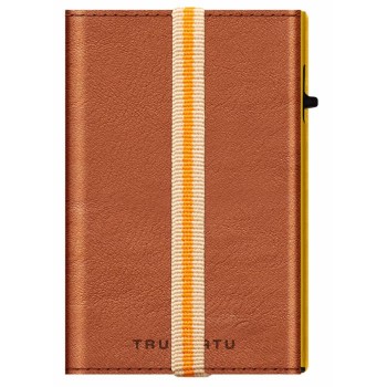 TRU VIRTU - Leather Wallet Click & Slide Strap Edge Caramba Brown Sahara/Gold - 29104140108