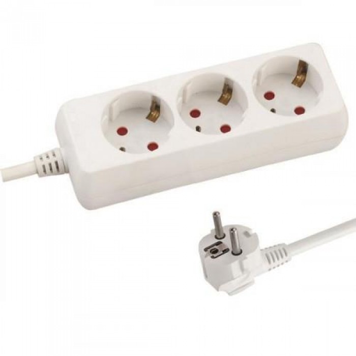 Eurolamp - 3-seater Multi-seater with Contact Protection and 1.5m White Cable - 147-62201 Eurolamp - 3-seater Multi-seater with Contact Protection and 1.5m White Cable - 147-62201