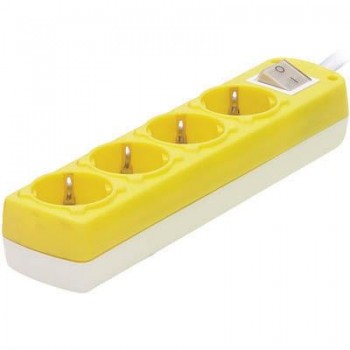 SAS 4-POSITIONS YELLOW MULTI-SOCKET WITH SWITCH 1.5 M 3 X 1.5 MM 100-11-617