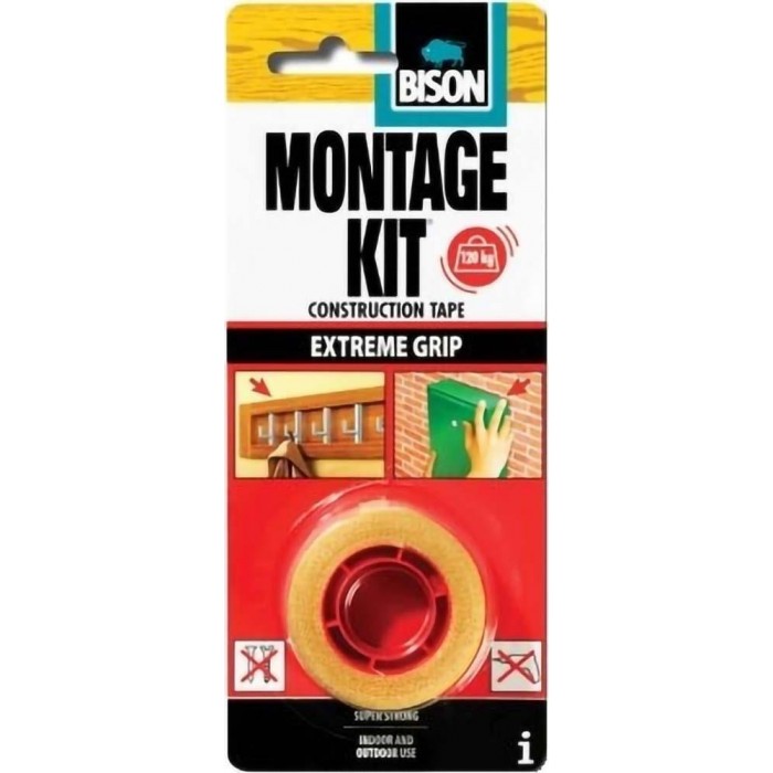 BISON - MONTAGE KIT EXTREME GRIP DOUBLE EYE ADHESIVE 19mm x 1.5m 27106