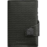 TRU VIRTU Click and Slide wallet leather wallet with internal aluminum case for bank cards (Diagonal Carbon Black). 24104000418