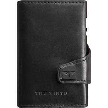 TRU VIRTU Click & Slide Wallet Δερμάτινο πορτοφόλι με εσωτερική θήκη αλουμινίου για τραπεζικές κάρτες (Nappa Black).