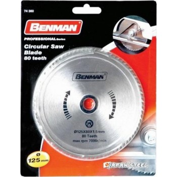 Benman - Δίσκος Κοπής Ξύλου/Πλαστικού Φ125,80Δόντια - 74360