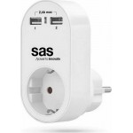 SAS CHARGER RETORT WHITE 2 X USB / 2.4A (100-15-130)