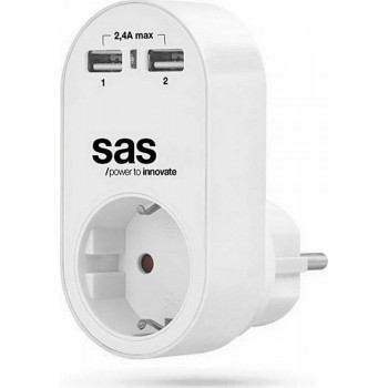 SAS CHARGER RETORT WHITE 2 X USB / 2.4A (100-15-130)