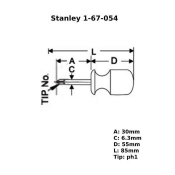 STANLEY - Κατσαβίδι σταυρός νάνος PZ1x30mm - 1-67-054 STANLEY - Κατσαβίδι σταυρός νάνος PZ1x30mm - 1-67-054