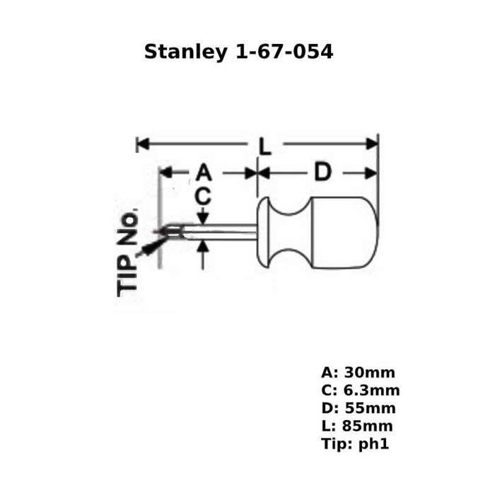 STANLEY - Κατσαβίδι σταυρός νάνος PZ1x30mm - 1-67-054