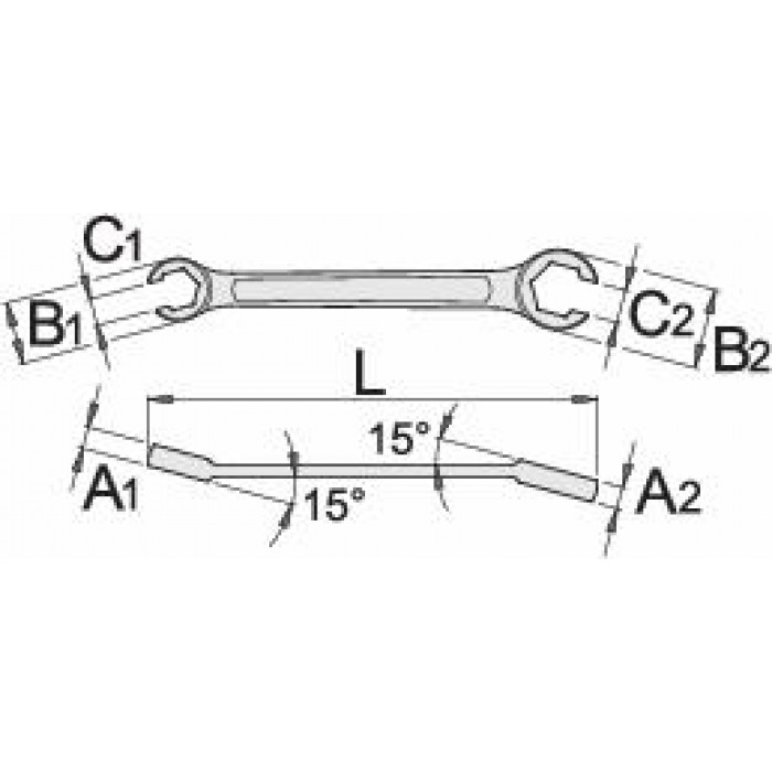 UNIOR - 183 Κλειδί ανοιχτού δακτυλίου offset 12x14 178mm - 612704