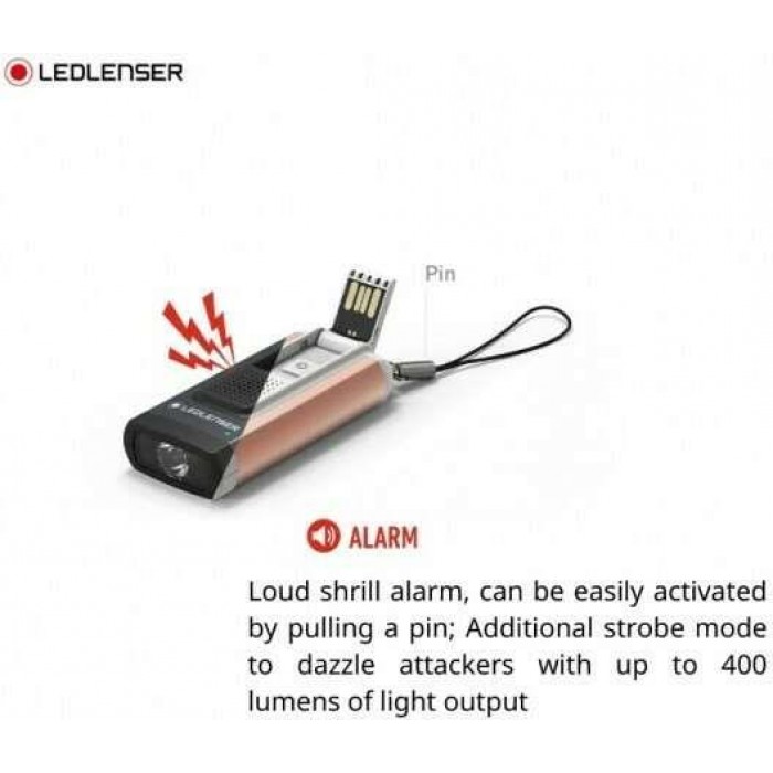 LedLenser - Φακός Μπρελόκ USB Led 400lm K6R Safety Rosegold - 502581