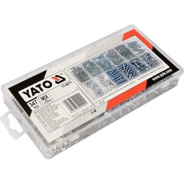 Yato - Σετ με βίδες , ροδέλες και παξιμάδια σε πλαστική θήκη 347τμχ - YT-06771 Yato - Σετ με βίδες , ροδέλες και παξιμάδια σε πλαστική θήκη 347τμχ - YT-06771