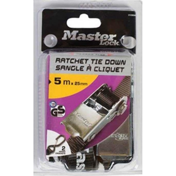 Master Lock - 3109EURDAT Car Luggage Belt 5mX2.5cm with Chestnut for Loads up to 400kg Grey - 310900112