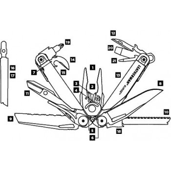 Leatherman SURGE Silber Multitool mit Holster LTG830165 Leatherman SURGE Silber Multitool mit Holster LTG830165