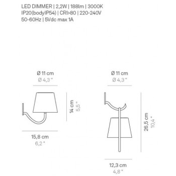 Zafferano - Led Poldina IP54 Wall Lamp-Sconce Rechargeable White - LD0288B3 Zafferano - Led Poldina IP54 Wall Lamp-Sconce Rechargeable White - LD0288B3