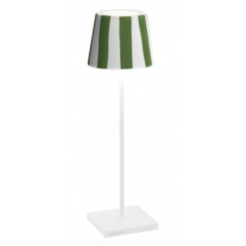 Zafferano - LED Poldina Lido Pro White Green Stripes Table Lamp Rechargeable White Green IP65 - LD0340BC1