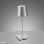Zafferano - LED Poldina Mini Leaf Table Lamp Rechargeable Silver IP54 - LD0320BFA