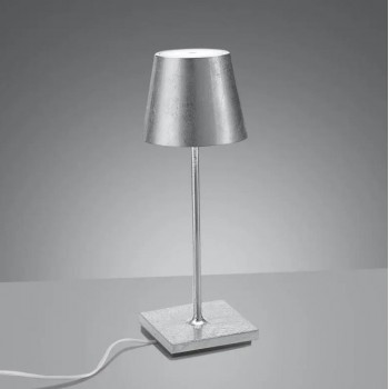 Zafferano - LED Poldina Mini Leaf Table Lamp Rechargeable Silver IP54 - LD0320BFA