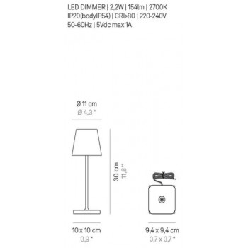 Zafferano - LED Poldina Mini Sand Table Lamp Rechargeable Blue IP54 - LD0340A3 Zafferano - LED Poldina Mini Sand Table Lamp Rechargeable Blue IP54 - LD0340A3