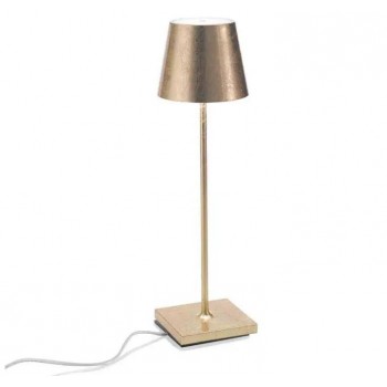 Zafferano - LED Poldina Pro Leaf Table Lamp Rechargeable Gold IP54 - LD0340BFO
