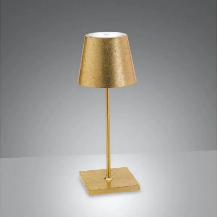Zafferano - LED Poldina Mini Leaf Table Lamp Rechargeable Gold IP54 - LD0320BFO