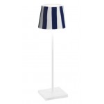 Zafferano - LED Poldina Lido Pro White Blue Stripes Table Lamp Rechargeable White Blue IP65 - LD0340BC3