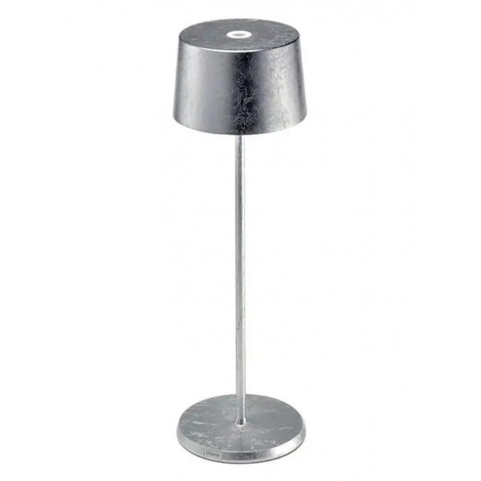 Zafferano - LED Olivia Pro Table Decorative Lamp Rechargeable Silver Leaf IP65 - LD0850BFA