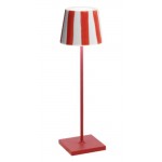 Zafferano - LED Poldina Lido Table Lamp Striped Rechargeable Red IP65 - LD0340FC1