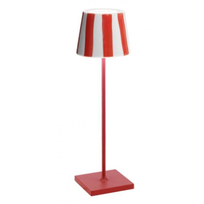 Zafferano - LED Poldina Lido Table Lamp Striped Rechargeable Red IP65 - LD0340FC1