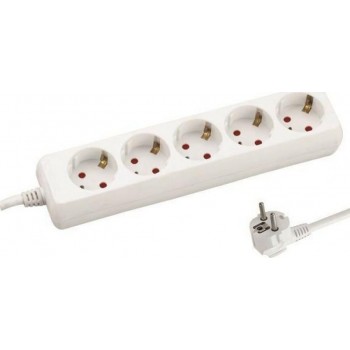 Eurolamp - 5 Seater Power Strip with Cable White 1.5m - 147-62203