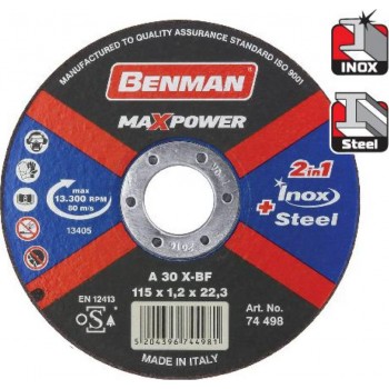 Benman - Δίσκος Κοπής Σιδήρου MaxPower 115mm 1ΤΜΧ - 74498 
