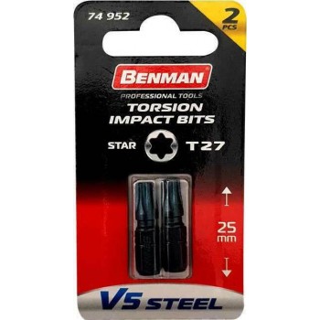 Benman - Σετ 2 Μύτες Κατσαβιδιού Torx T27x25mm - 74952 Benman - Σετ 2 Μύτες Κατσαβιδιού Torx T27x25mm - 74952