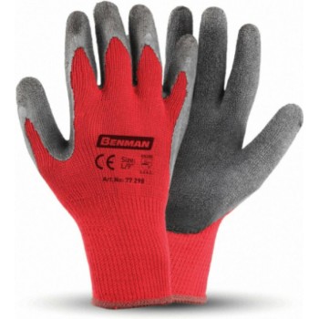 Benman - Γάντια Εργασίας Latex Κόκκινα 9inch Νο L - 77298
