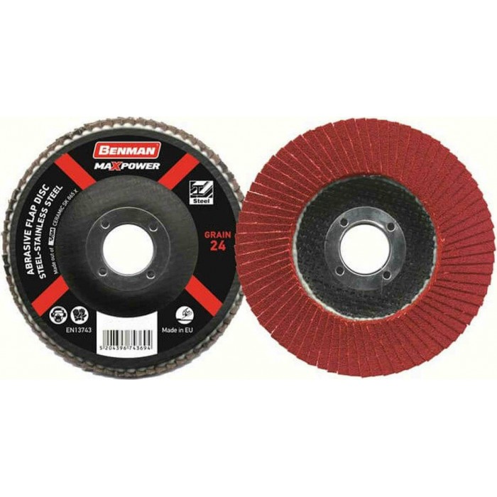 Benman - Δίσκος Λείανσης INOX / Μετάλλου Φτερωτός P60 115mm - 74372