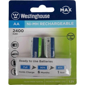 Westinghouse Max - Rechargeable Batteries AA Ni-MH 2400mAh 1.2V 2PCX - 920-24210