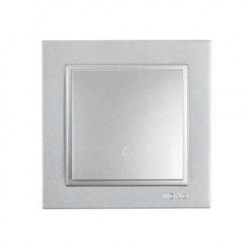 Eurolamp - A/R Recessed Shutter Wall Switch with Frame and One Key Aller Retour Silver - 152-10402