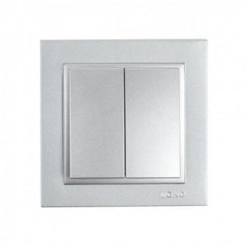 Eurolamp - K/R Recessed Wall Switch for Lighting Control with Frame and Two Keys Silver - 152-10404