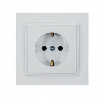 Eurolamp - Single Recessed Power Outlet with Lid 16A White - 152-10130