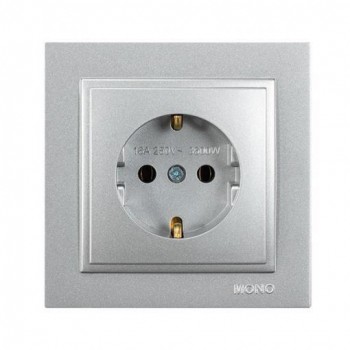 Eurolamp - Single Recessed Power Outlet 16A Silver - 152-10430