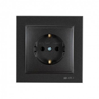 Eurolamp - Single Recessed Power Outlet 16A Black - 152-10330