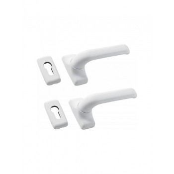 Domus - SET Knobs for opening aluminum door with white pair rosettes - 6110L